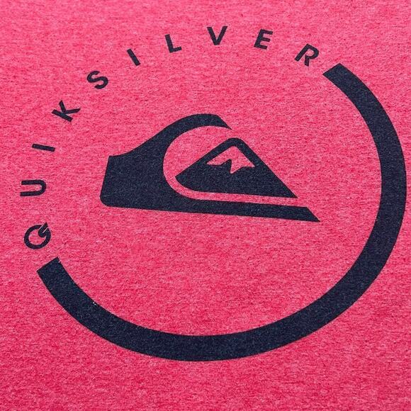 Quiksilver Graphic Tee Medium M Coral Red Short Sleeve Circle Logo - Picture 3 of 7